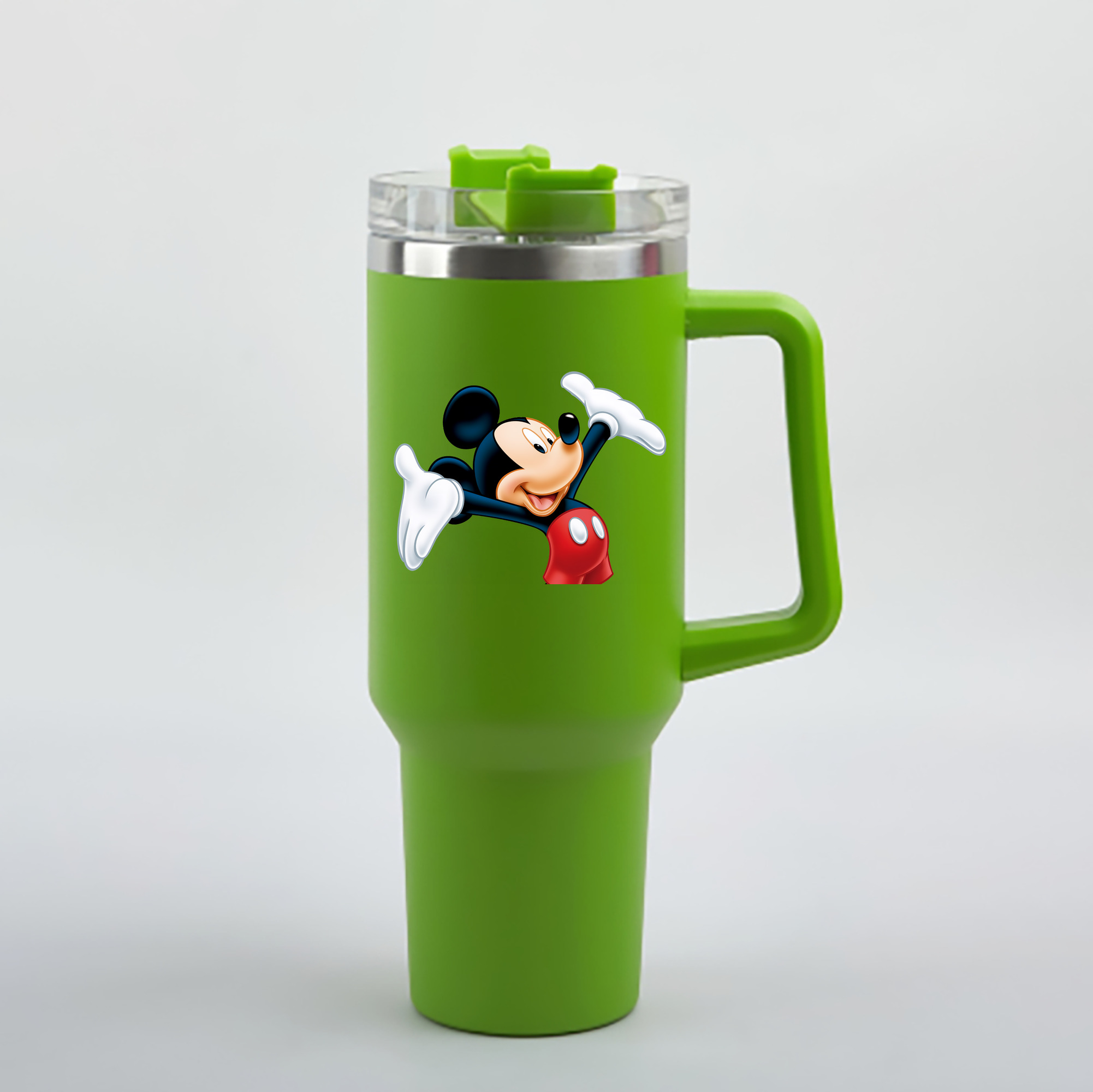 （画像用） ミッキーマウス Mickey Mouse 1200mL車用タンブラー - クリスタルステッカー（プラスチックストロー付き）